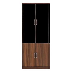 Meuble haut GALILLEE avec 2+2 portes vitrées wengé 80x40x200 cm