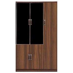 Meuble haut GALILLEE avec 3 + 2 portes vitrées wengé 120 x 40 x 200 cm