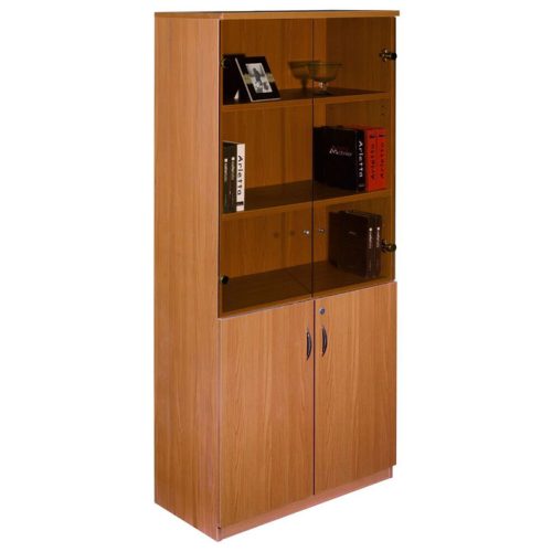 Meuble haut NEO avec 2+2 portes vitrées, 80x40x200cm Couleur Wengé