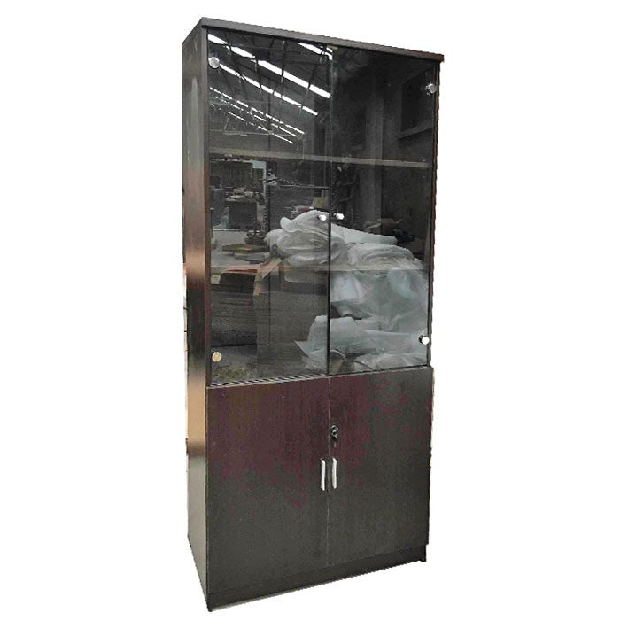 Meuble haut WORK 2+2 porte vitrées 80x41x198cm wengé