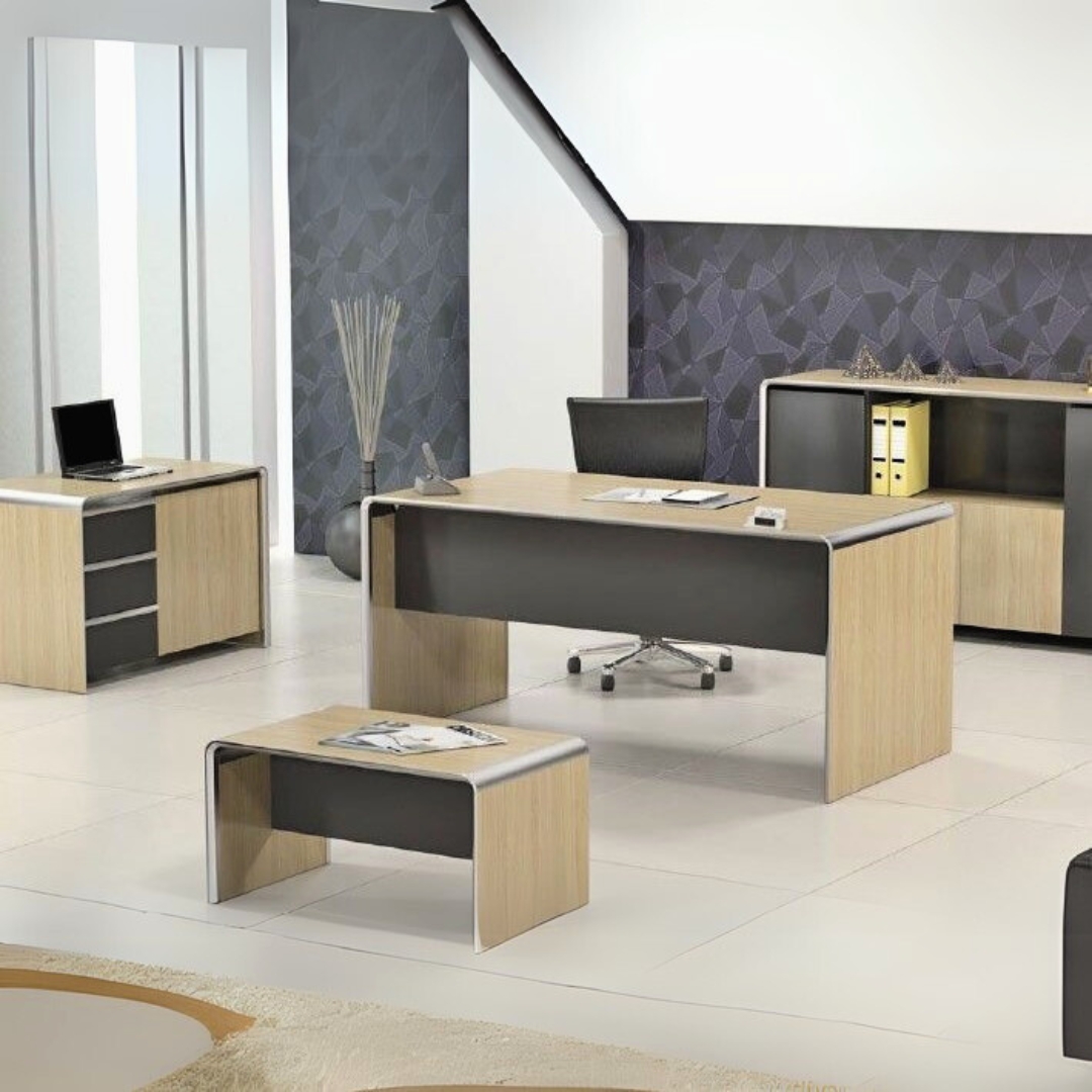 Pack Bureau Direction ROYAL 180 cm + retour + Table basse + Crédence