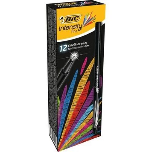 Pack de 12 Stylos feutre BIC Intensity – Noir – Pointe ultra fine 0,4mm (942069)
