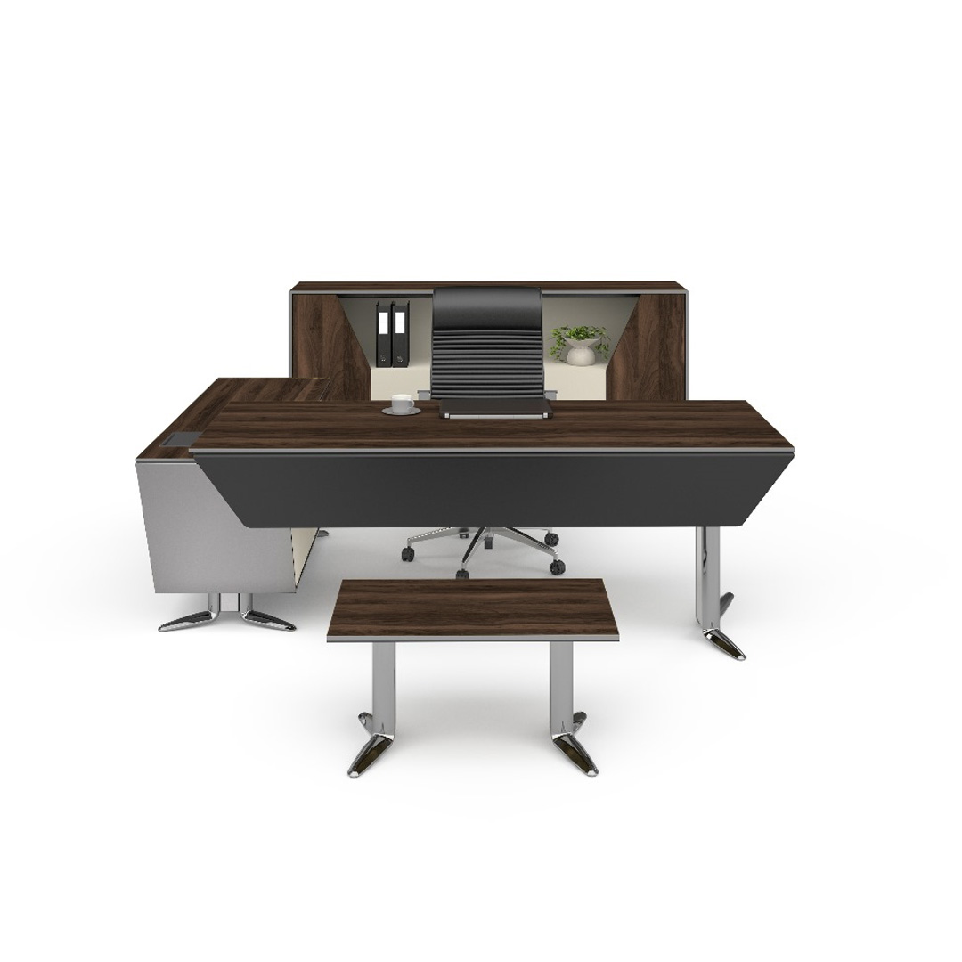 Pack de bureau Exécutif BOSS : Bureau 200 cm + Retour + Table basse + Crédence Couleur Tesbih - Dark Gray