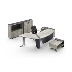 Pack de bureau Exécutif VIP : Bureau 250 cm + Retour + Table basse + Crédence Couleur Koddiva Dark Gray