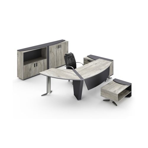 Pack de bureau Exécutif VIP : Bureau 250 cm + Retour + Table basse + Crédence Couleur Koddiva Dark Gray