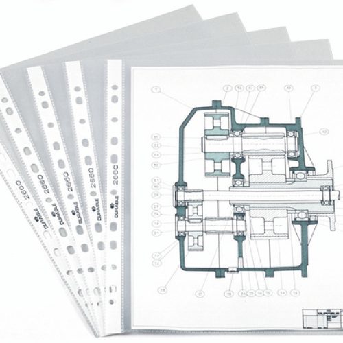 Paquet de 100 Pochettes perforées transparentes A4 DURABLE 35 Microns