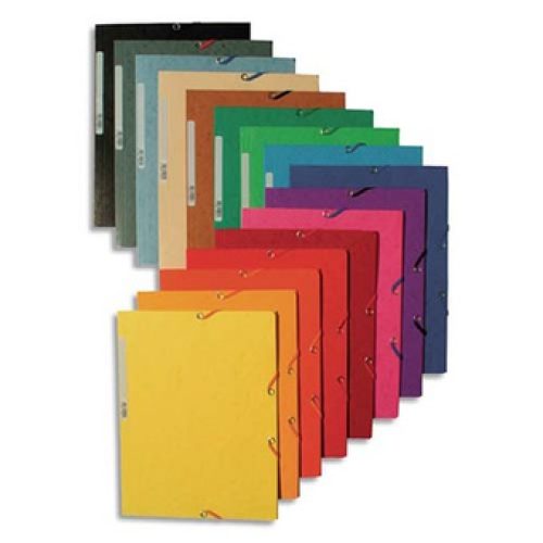 Paquet de 25 Chemises à élastiques EXACOMPTA 3 rabats 400g/m² 24×32 Couleurs Assorties