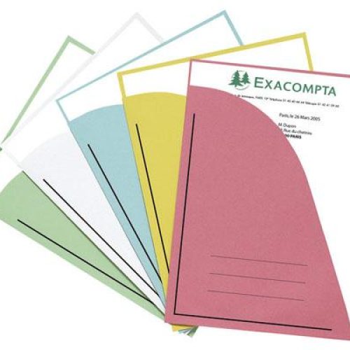 Paquet de 50 chemises « coins Exafold » 180g/m² 22×31 couleurs assorties