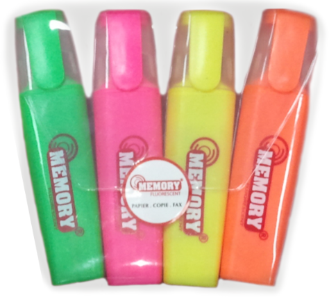 Pochette de 4 Fluorescents MEMORY Couleurs assorties