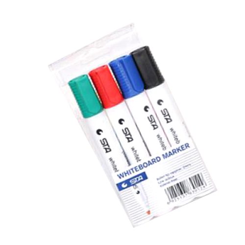 Pochette de 4 Marqueurs effaçables STA pointe ronde 2mm 4 Couleurs assorties