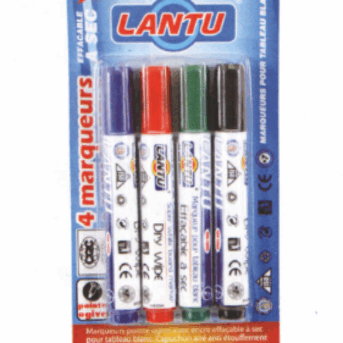 Pochette de 4 marqueurs pour tableaux LANTU pointe ogive Col assorties