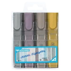 POCHETTES DE 4 FLUORESCENTS METALLIQUE ACCORD Assortis 