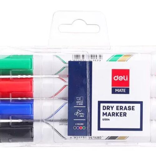 Pochettes de 4 Marqueurs pour tableau blanc effaçable à sec deli Deli-U00403 – 1,5 mm couleurs assorties