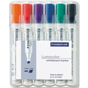 Pochettes de 6 Marqueurs lumocolor STAEDTLER pour tableau blanc biseauté (351wp6)
