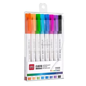 Pochettes de 8 marqueurs pour tableau blanc 8 couleurs vives DELI-S504