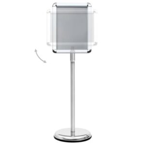 Porte affiche sur pied avec socle rond pour document A4