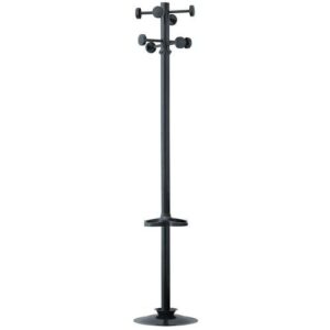 Porte manteau 8 tiges + Porte para-pluie Socle en PVC Couleur Noir