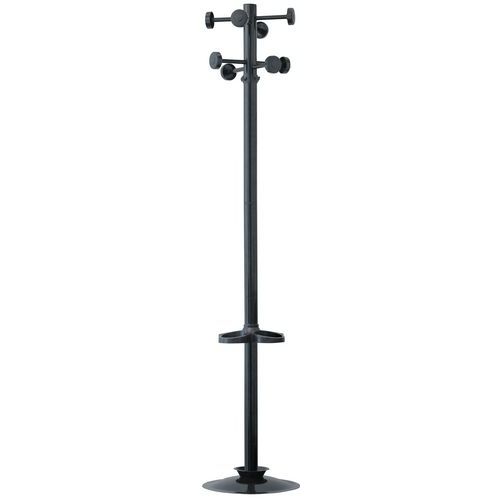 Porte manteau 8 tiges + Porte para-pluie Socle en PVC Couleur Noir
