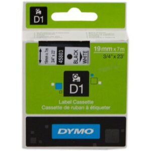 Ruban Dymo D1 (45803) 19mm x 7m Noir sur Blanc pour LabelManager
