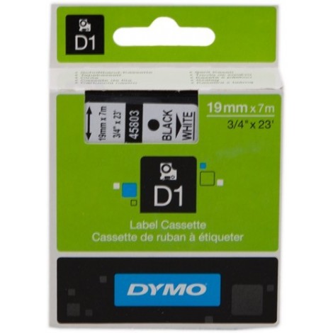 Ruban Dymo D1 (45803) 19mm x 7m Noir sur Blanc pour LabelManager