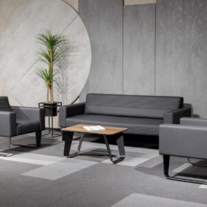 Salon ALPI 3+1+1 en cuir synthétique Noir ALPI-SOFA