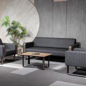 Salon EFOR 3+1+1 en cuir synthétique Noir EFOR SOFA