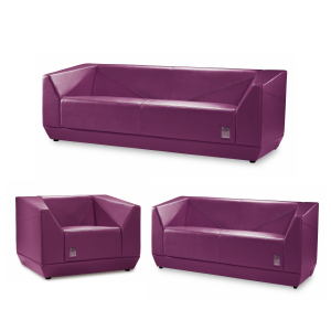 Salon LAZZARO 3+2+1 en simili cuir noir