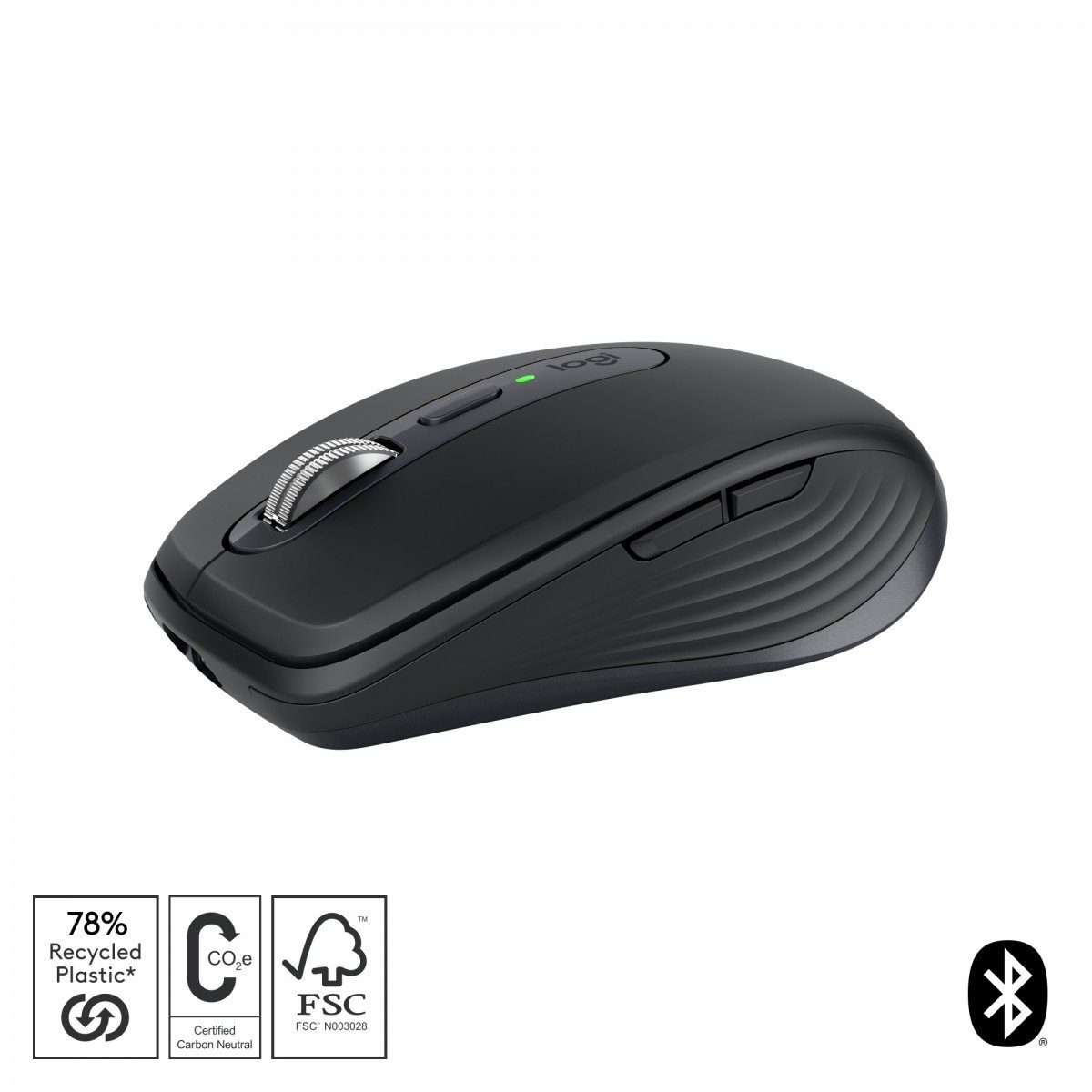 Souris Sans Fil Silencieuse Logitech MX Anywhere 3S Défilement Rapide USB C Bluetooth Windows PC Linux Chrome Mac Graphite (910-006929)