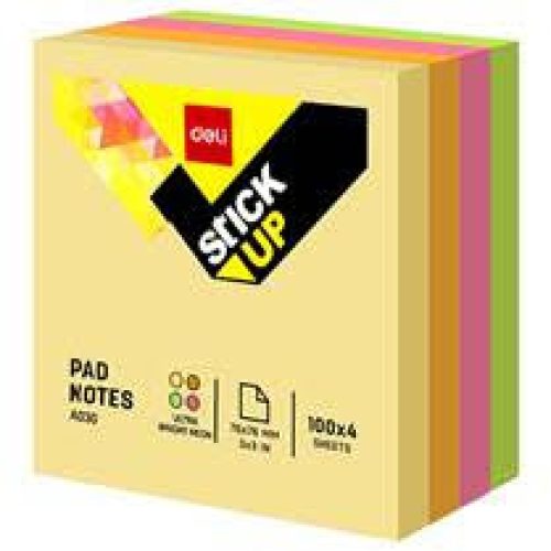 Stick Note 51X51 Cube DELI Couleur Fluo Assortis EA03303