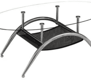 Table basse en verre 110 * 60 * 40 cm avec support de magazine Noir Mesh