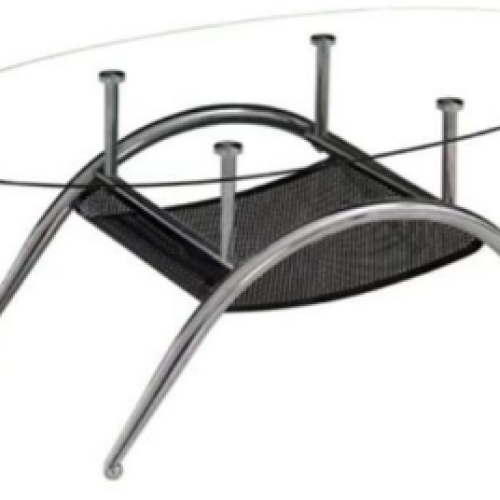 Table basse en verre 110 * 60 * 40 cm avec support de magazine Noir Mesh