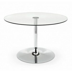 Table basse GLASS en verre & chrome, diam 60 cm