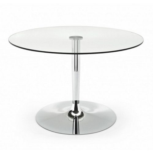 Table basse GLASS en verre & chrome, diam 60 cm