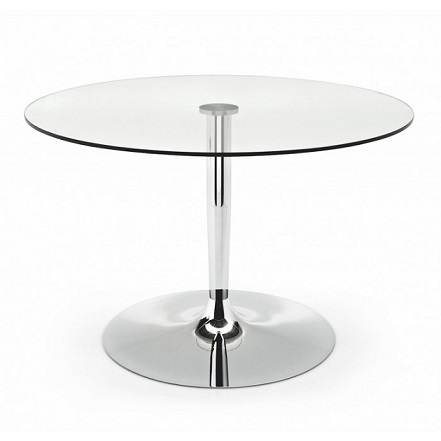 Table basse GLASS en verre & chrome, diam 60 cm
