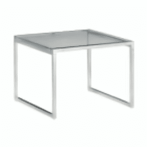 Table basse VERRA 60 x 60 cm en verre trempé transparent et chrome