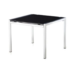 Table basse VERRA avec 4 pieds 60 x 60 cm en verre noir & chrome