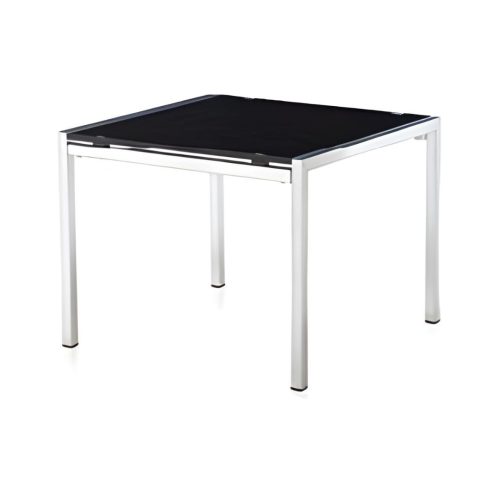 Table basse VERRA avec 4 pieds 60 x 60 cm en verre noir & chrome