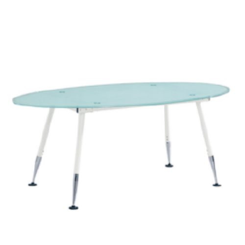 Table de reunion Ovale DESIGN 200x100x75 cm en verre sablé et Métal