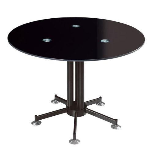 Table de reunion ronde en verre noir