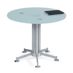 Table de reunion ronde en verre sablé