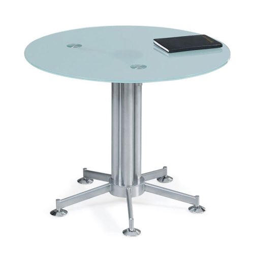 Table de reunion ronde en verre sablé