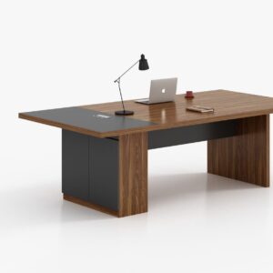 Table de réunion TEMPO dimensions 240x120x75 cm couleur noyer & carbon grey