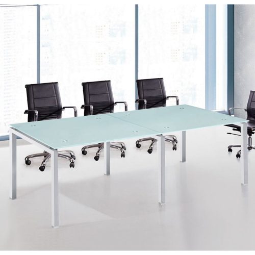 Table de réunion VERRA en verre sablé 240×120 cm