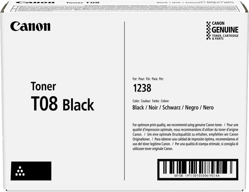 Toner Noir Canon T08 Original 11,000 pages Pour copieur 1238i (3010C006)