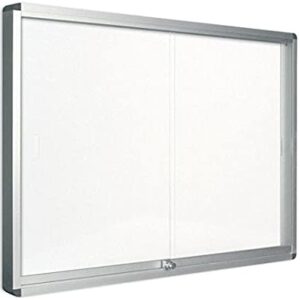 Vitrine d'intérieur Bi-office Blanche magnétique, à portes coulissantes, capacité 12 feuilles format A4