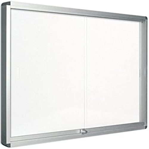 Vitrine d’intérieur Bi-office Blanche magnétique, à portes coulissantes, capacité 12 feuilles format A4