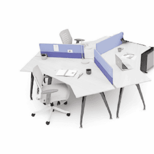 WORKSTATION Bench triangulaire de 3 positions avec 3 panneaux modèle STRIPE W:135 - L:180 - H:72