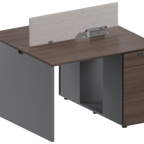 Workstation IKONE, 140x120x75 cm, Coul. Pari Walnut + Premium Gray