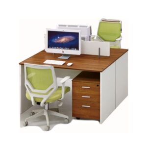 Workstation NEO 2 postes 120x120 cm en Wengé