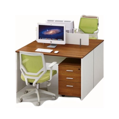 Workstation NEO 2 postes 120×120 cm en Wengé